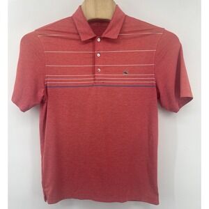 Vineyard Vines Polo Shirt Mens Med Red Striped Performance Short Sleeve Golf